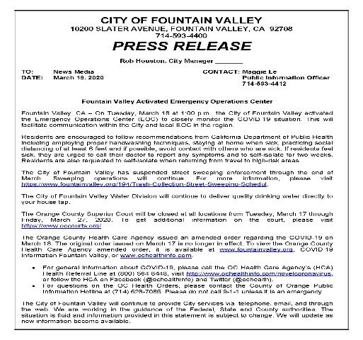 EOC Activation 3-19-2020