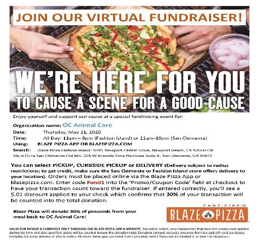 OC Animal Care  Blaze Pizza Fundraiser