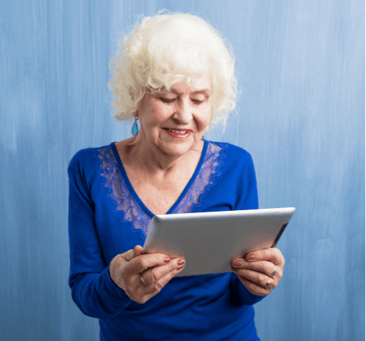 Woman Looking at Tablet