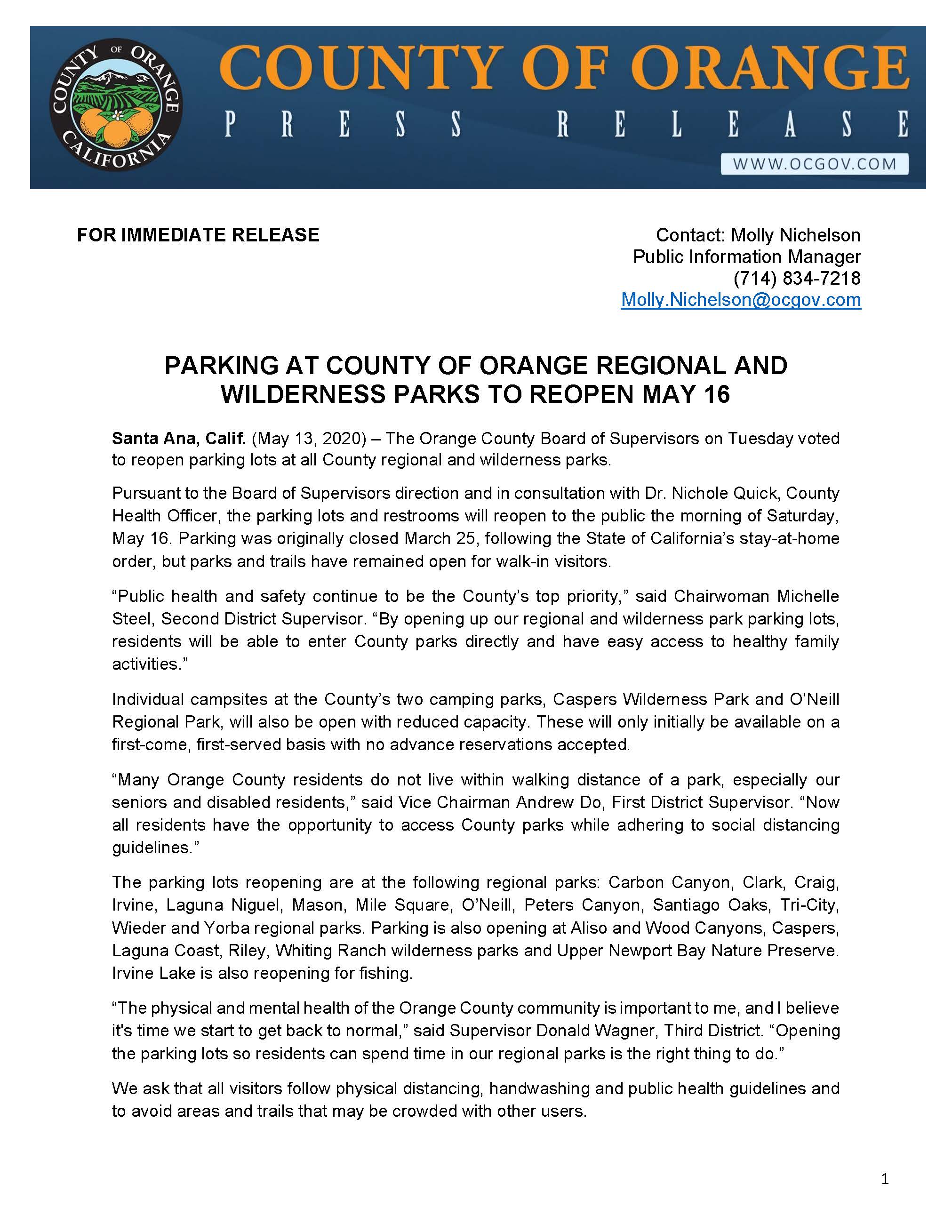 PRESS RELEASE_Parking at County Of Orange Regional and Wilderness Parks to Reopen May 16_Page_1
