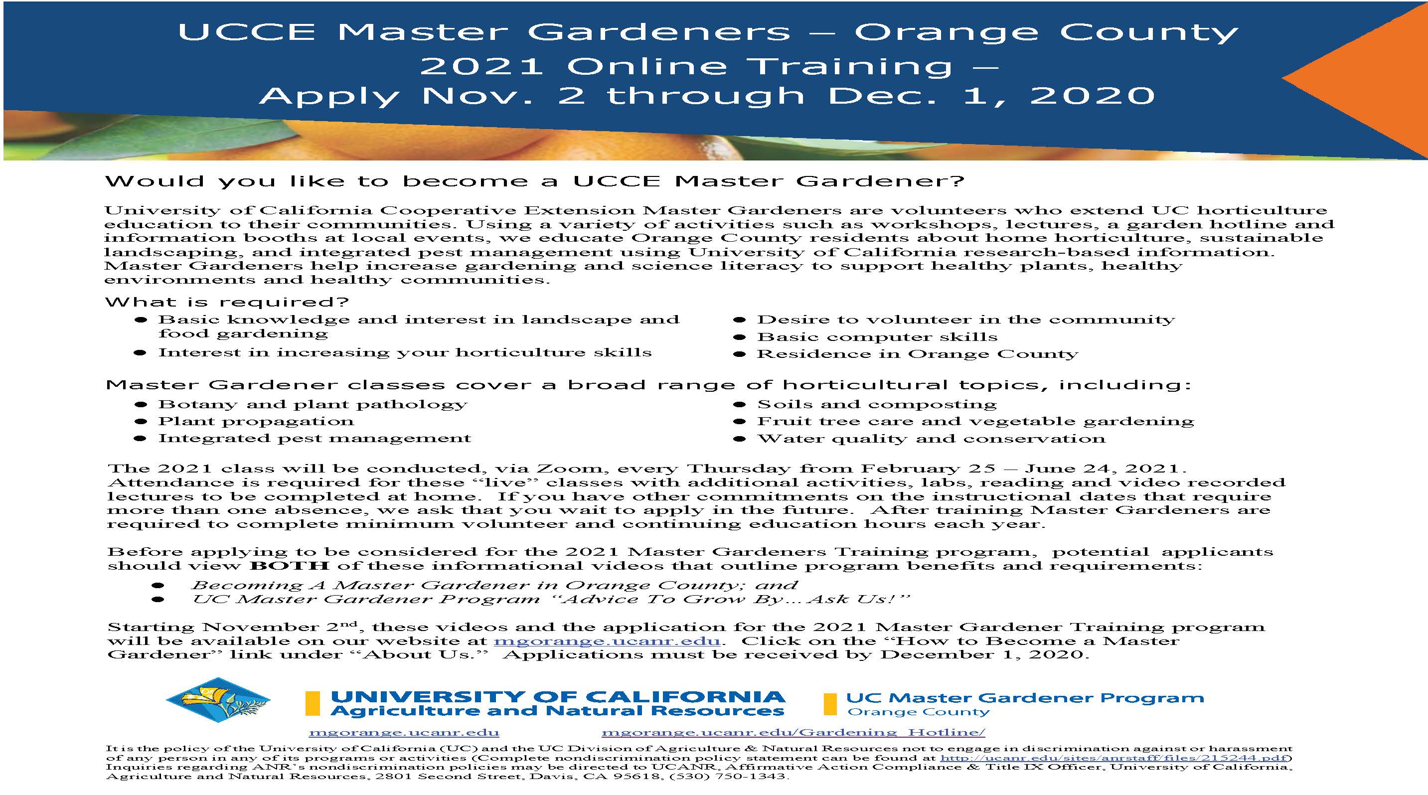 UCCE Master Gardeners Info Day Flyer 2020 Final v3