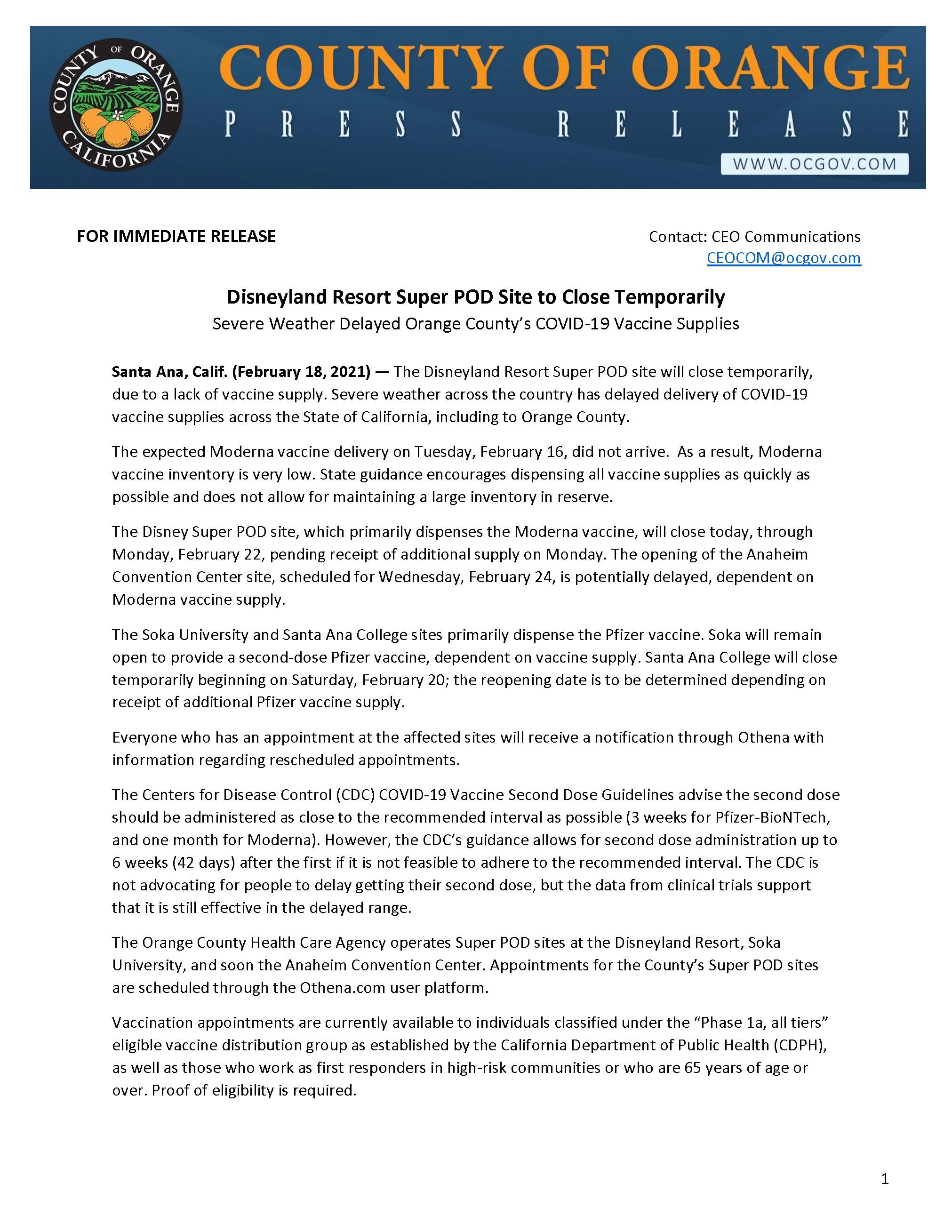 Press Release - Disneyland Resort Super POD Site to Close Temporarily 2-18-21_Page_1