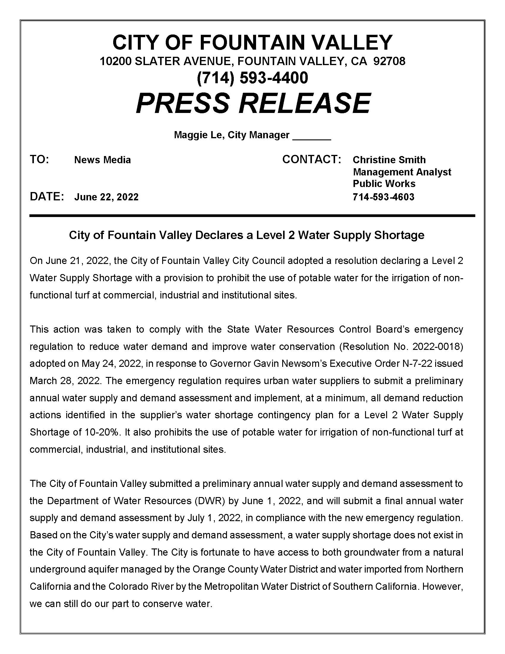 Press Release - Level 2 Water Shortage_PW_Page_1