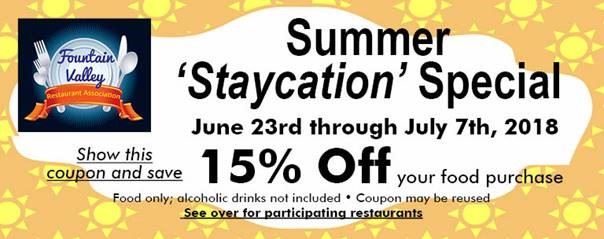 Summer Staycation Special 6-23-18 to 7-7-18